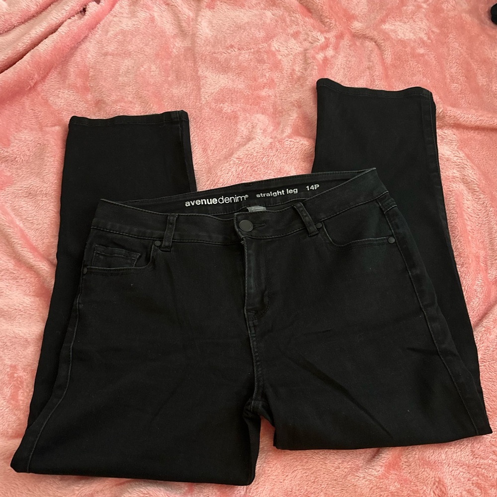 Avenue Denim Women's Black Straight Leg Jeans
